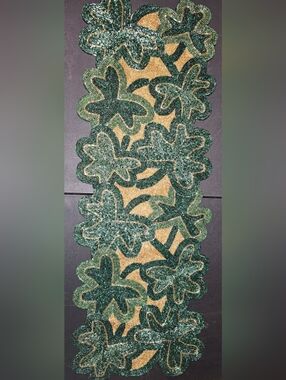 Storehouse St Patricks Green Gold Shamrocks Clovers Irish Beaded Table Runner